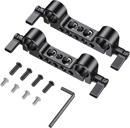 SmallRig Super Lightweight 15mm Railblock, Rod Clamp with 1/4"-20 Thread for Sony for Canon and Other 15mm DSLR Camera Rig Shoulder Support Rail System, Pack of 2-2061
