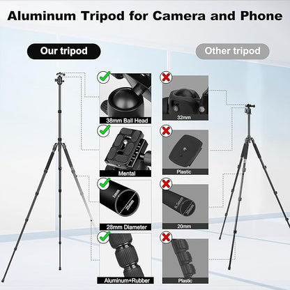 80/85 inches Heavy Duty Tripod for Camera and Phone, 85" Camera Monopod Tripods, DSLR Binoculars Spotting Scope Camcorders Video Tripod Stand, 360 Degree Ball Head, 35 lbs Loads
