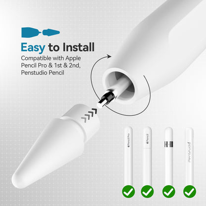 Penstudio Replacement Tips for Apple Pencil Pro 1st 2nd USB-C, 3 Pack Black
