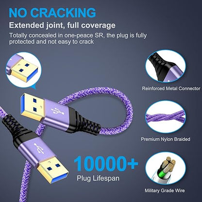 USB to USB Cable, 6FT USB 3.0 Male to Male Type A to Type A Cable Data Transfer USB Cord Double End USB Cable for Hard Drive Enclosures, Laptop Cooler, DVD Player, TV, USB 3.0 Hub, Camera, Set Up Box