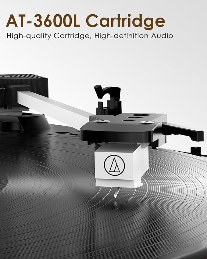 Retrolife Vinyl Record Player with External Speakers AT-3600L Cartridge