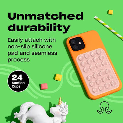 Classic MAX - Silicone Suction Phone Case Adhesive Mount - Hands-Free, Strong Grip Holder for Selfies and Videos - iPhone and Android Compatible - 2.6″ x 3.9″, Chalk Pink