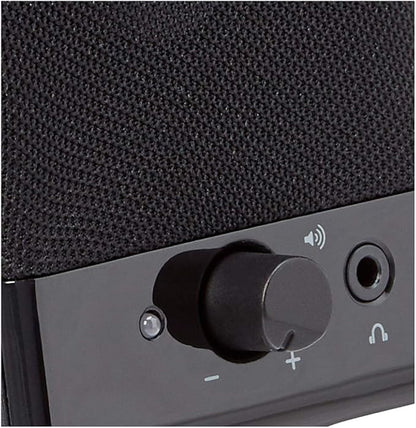 Amazon Basics USB-Powered Computer Speakers for Desktop or Laptop PC with Volume Control, Plug-N-Play, Black