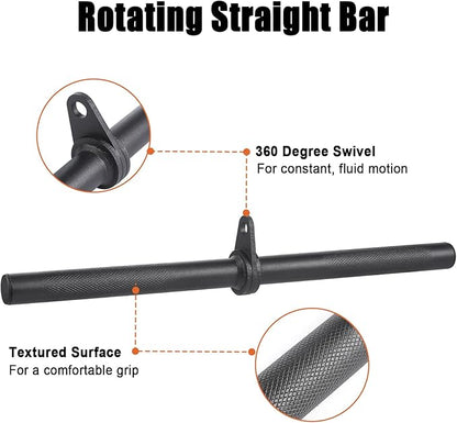SERTT Workout Cable Machine Attachment for Home Gym, LAT Pulldown Attachments, Cable Accessories for Weight Training, Straight Pull Down Bar, Tricep Rope, Double D Row Handle, V-Shaped Bar