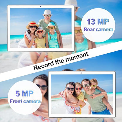 ANTEMPER Latest Android Tablet 10.1 Inch, 5G WiFi Tablets Mit 16GB RAM+128GB ROM(1TB TF),2 in 1 Tablet with Keyboard Mouse Pen-Octa-Core2.0Ghz | 7000mAh | 1080FHD | 13MP Camera | WLAN GPS -Silvery