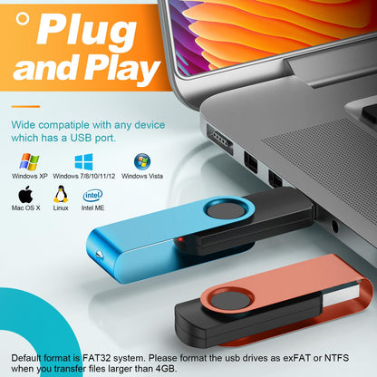 Kepmem 16GB USB 3.0 Multipack - 10pcs Thumb Drives, Metal, Swivel, Zip
