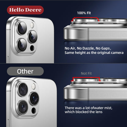 HelloDeere 9H High-alumina Tempered Glass Camera Lens Protector for iPhone 14 Pro Max/14 Pro Lens , Military-Grade Shatterproof with Strong Adsorption, Full Coverage Case-Friendly Cover (Silver, iPhone 14 Pro/14 Pro Max)