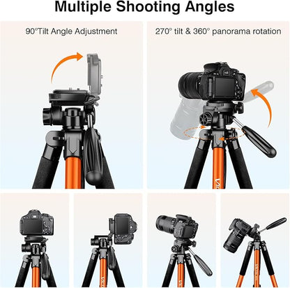Tripod for Camera, 72" Tall Camera Tripod & Monopod with Remote, Professional Heavy Duty Compact Camera Stand for Phone, DSLR, Spotting Scope, Telescope, Binocular