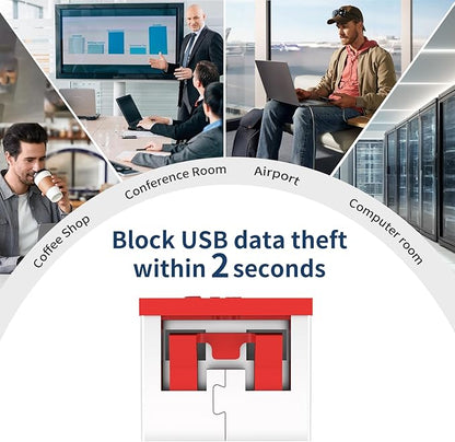 100PCS USB Metal Port Lock Blocker with 10 Keys - Secure USB-A Port Protector for PC/Laptop, Anti-Theft Data Security Lock, Dust & Moisture Proof Cover, Removable Type-A Connector Red