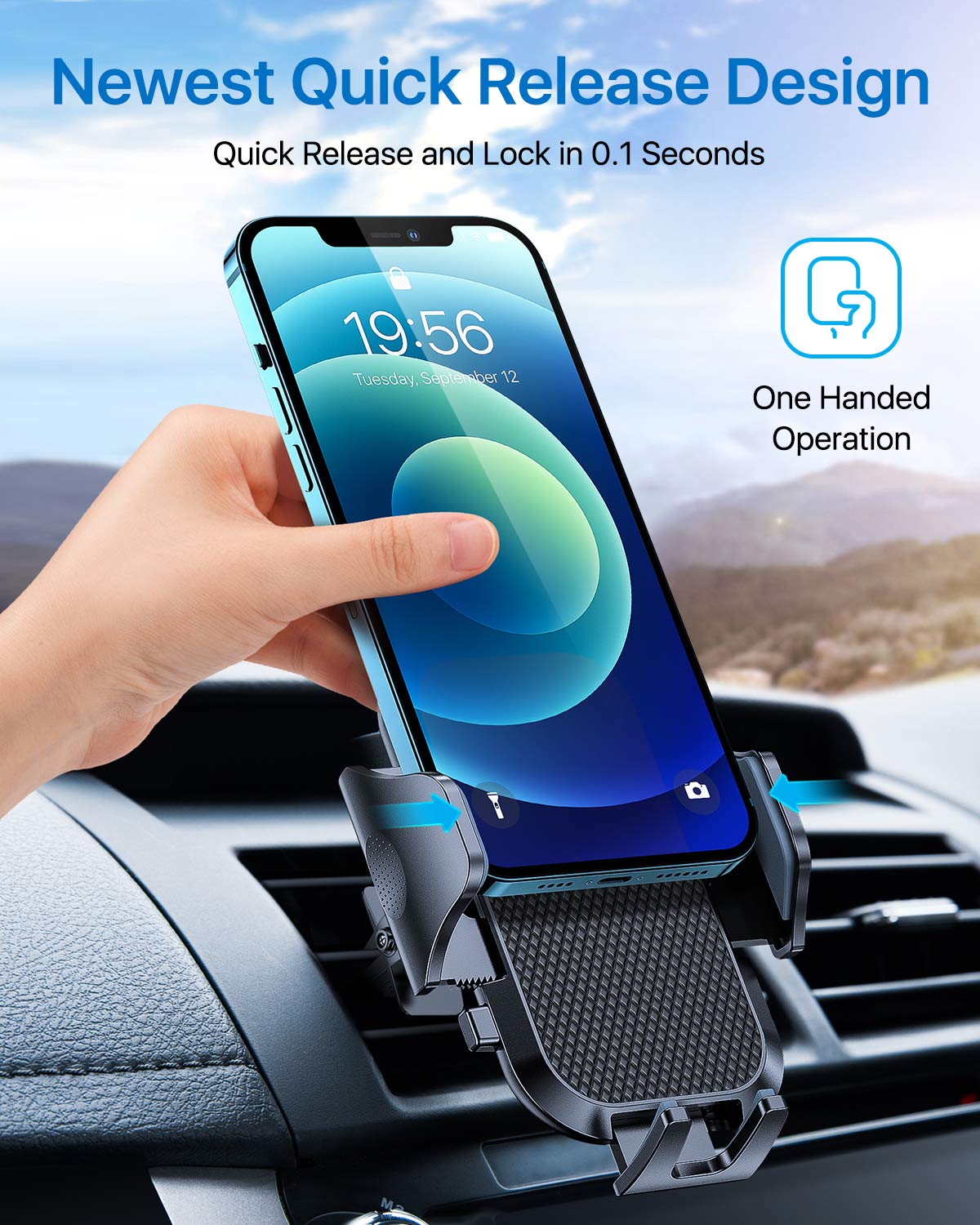 andobil 2026 Upgraded Car Phone Holder Mount for Vent, Military Sturdy Metal Clip Air Vent Phone Holder for Your Car Easy Used Cell Phone Car Mount for iPhone 17 Pro Max 15 14 13 Samsung S26 S25