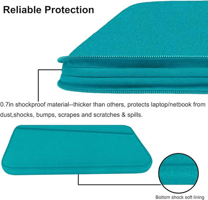Laptop Sleeve Bag 15.6 inch, Durable Computer Carrying Bag Protective Case Briefcase Handbag with Front Pocket, Slim Laptop Case Cover for 15.6 Inch HP, Dell, Lenovo, Asus, Notebook, Light Blue