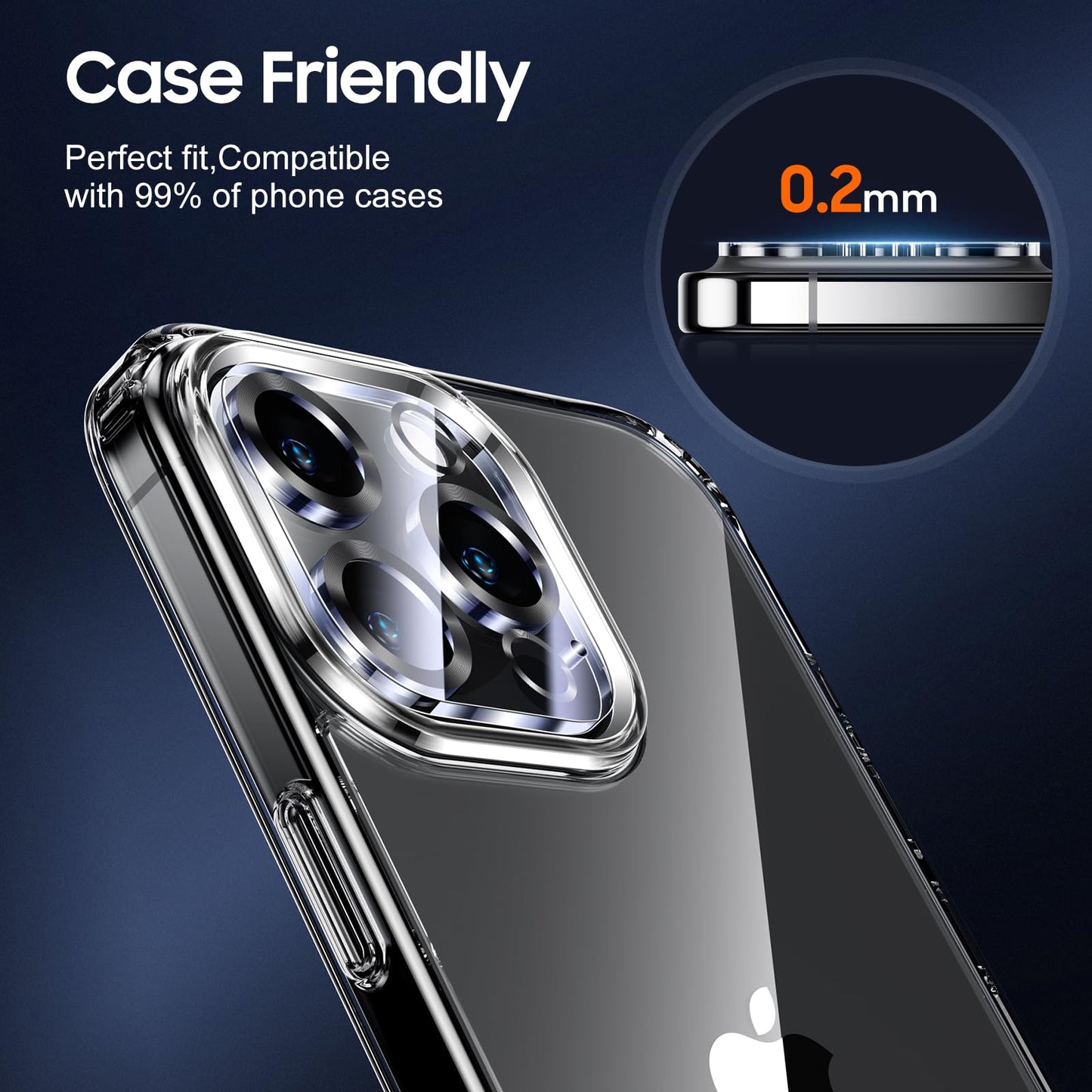 UniqueMe for 3 Pack iPhone 16 Pro/iPhone 16 Pro Max Camera Lens Protector - [Drop Protection] [Case Friendly] 9H Tempered Glass Camera Cover Screen [Update New Version] - Matte Black