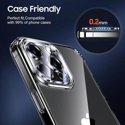UniqueMe for 3 Pack iPhone 16 Pro/iPhone 16 Pro Max Camera Lens Protector - [Drop Protection] [Case Friendly] 9H Tempered Glass Camera Cover Screen [Update New Version] - Matte Black