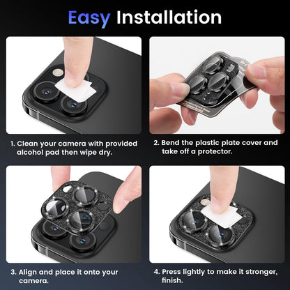 Tensea for iPhone 16 Pro/iPhone 16 Pro Max/iPhone 14 Pro/iPhone 14 Pro Max Camera Lens Protector, Metal Aluminum Alloy Tempered Glass Cover Camera Screen Protector Accessories, Case Friendly