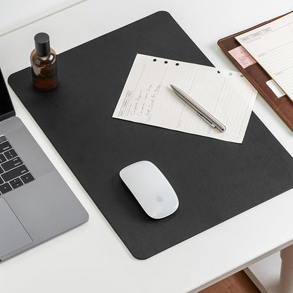 Nekmit Leather Desk Blotter Pad 17 x 12 Inches, Flat, Non-Slip, Waterproof, Black