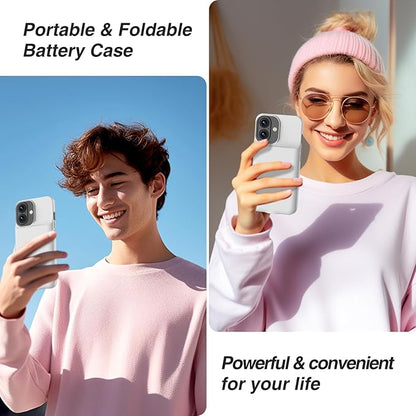GIN FOXI Battery Case for iPhone 17, Charging Case Charger 8500mAh Ultra-Slim Lightweight Powerful Battery Pack 15W Fast Rechargeable Anti-Fall TPU Juice Box for iPhone 17 (6.3") Grey