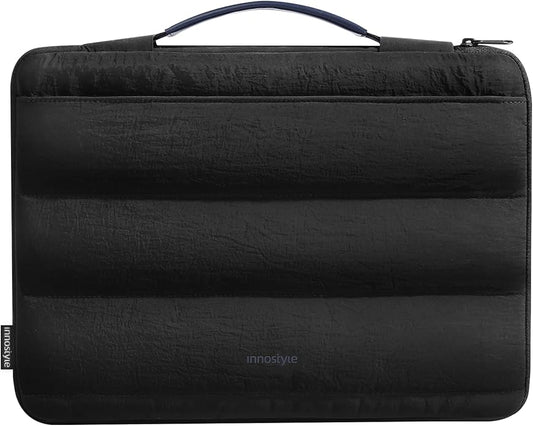 Black Puffy Laptop Sleeve 16-Inch Fluffy Protective Sleeve for MacBook Pro 16/Air 15, Dell XPS 15, HP, for Travel & College