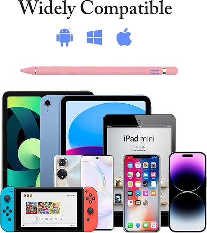 DOGAIN Active Stylus Pen for Touchscreen, iPad Pencil 1.5mm Fine Point Pen, Digital Pens Rechargeable for Tablet, Stylus Pens Compatible with iPad Air/Mini/Pro/Android/iPhone and Most Device - Pink