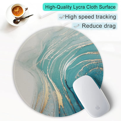 ITNRSIIET Round Mouse Pad with Stitched Edge Premium-Textured Waterproof Non-Slip Rubber Base Desktop Protection Mat Diameter 8.7 inches, Annual Ring Marbling
