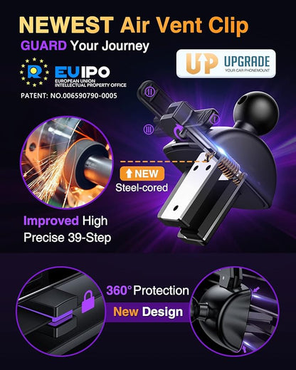 [Pro Version] VANMASS Universal Car Phone Mount [Super Suction Cup] Dashboard Phone Holder, Handsfree Windshield Dash Vent Phone Holder Car, Compatible for iPhone 16 15 14 13 Samsung LG & Truck,Purple