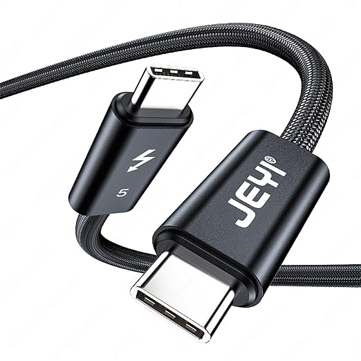 JEYI 80Gbps Cable Compatible with Thunderbolt 5 1m/3.3ft 80Gbps,120Gbps Bandwidth 16K/Dual8K,Multi-Screen Display,240W Fast Charging TB5,USB4/3/2,for iPhone 15/16,MacBook Pro/MacBook Air M3/iMac