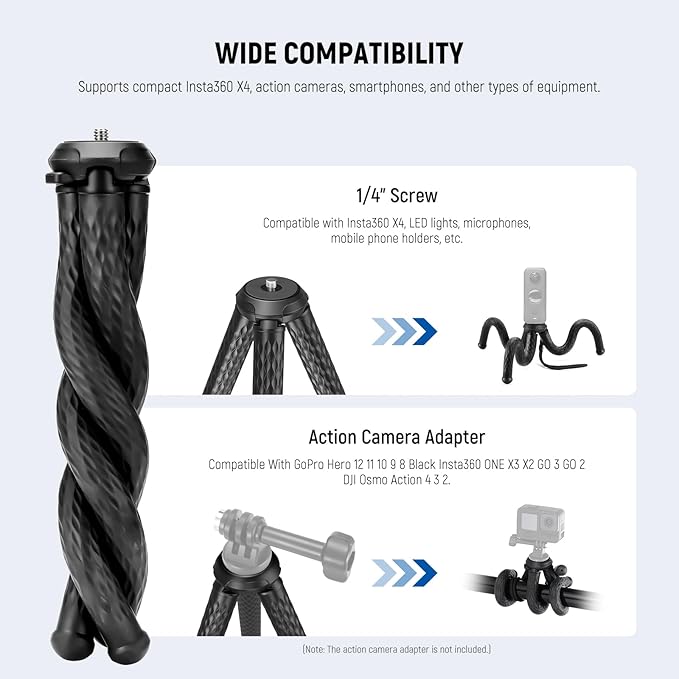 NEEWER Magnetic Flexible Phone Tripod Compatible with Magsafe iPhone 15 Pro Max 14 Series Android, Mini Vlog Cellphone Tripod Stand with Ball Head for Stroller Bike Motorcycle Tube Round Objects, TP33