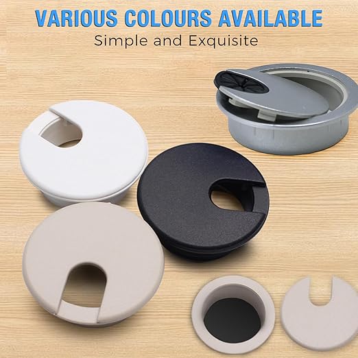 Desk Grommet 3-1/8" (80 mm), Desk Cord Hole Cover, Cable Grommet ABS Plastic, Desk Hole Grommet for Office and Home Table Cable, Detachable Cable Cord Organizer (Silver Sand 4 Pcs)