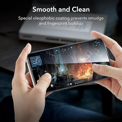 ESR 3+2 Pack for iPhone 15 Pro Max Screen Protector, [9H Hardness] [Military Grade Shatterproof] Full Coverage Ultra-tough Tempered Glass Film, Easy Installation Frame, 2 Set of Camera Lens Protector