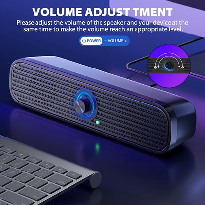 1Mii 3.5mm Computer Speakers for Desktop Laptop Tablet with Volume Control