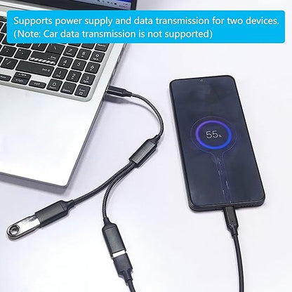 USB Splitter Cable 1FT, USB Type C Male to Dual USB A Female Y Splitter Adapter 1 in 2 Out, Power & Data with OTG Function Intelligent Chip, for Smartphone, Laptop, Car etc