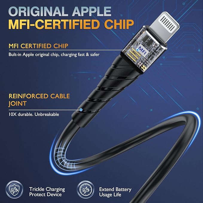 OIITH MFi Certified Short for iPhone Charger Cable 3 Pack 1 Ft, 12 inch for Lightning Charging Cord, Fast 2.4A for iPhone Data Cord Compatible with iPhone12/11/XS/Max/XR/X/8/8P/7P/6/iPad - Orange