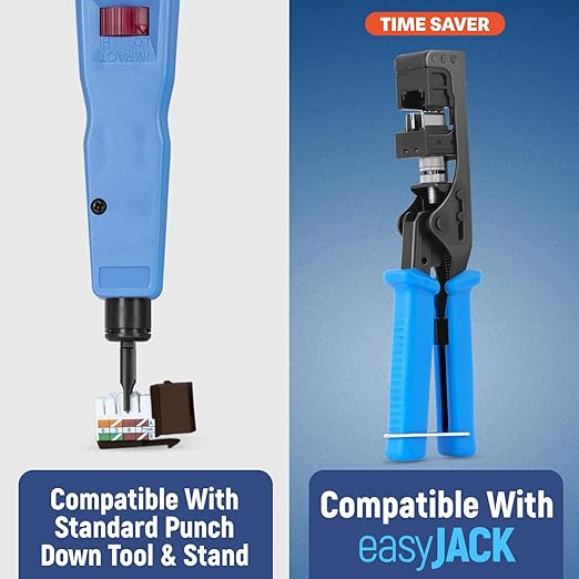 Everest 90° Angled RJ45 Cat6 Keystone Jacks 50-Pack in Brown - Slim Profile Female RJ45 Connectors - Cat 6 Keystone Jack - Compatible with 90° Angled Speed Termination Tool - easyJACK (B094WB91H3)