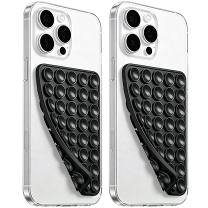 LvShuLiangPin Anteel 2 Pack Silicone Suction Cup Phone Case Mount Double Sided, Hands-Free Strong Grip Silicon Phone Holder, Non Slip Phone Accessories for Selfies and Videos (Black)