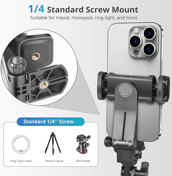 UBeesize Cell Phone Tripod Mount with Wireless Remote, Selfie Stick Monopod Head and Tripod Adapter Stand Holder Compatible with Phone Android and All Phones White