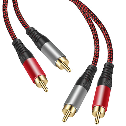 Tiierzon RCA Cable 6Ft,2Rca Male to 2-RCA Male Audio Stereo Subwoofer Cable [Hi-Fi Sound] Nylon-Braided Auxiliary Audio Cord for Home Theater, HDTV, Amplifiers, Hi-Fi Systems,Speakers and etc (6Ft)