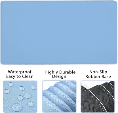 Large Keyboard Mouse Pad Set, Extended Mouse Pad+Keyboard Wrist Rest Support, Memory Foam Ergonomic Easy Typing, 4Pcs (35.4×15.14 in) Desk Pad Set for Home Office Study Game - Blue