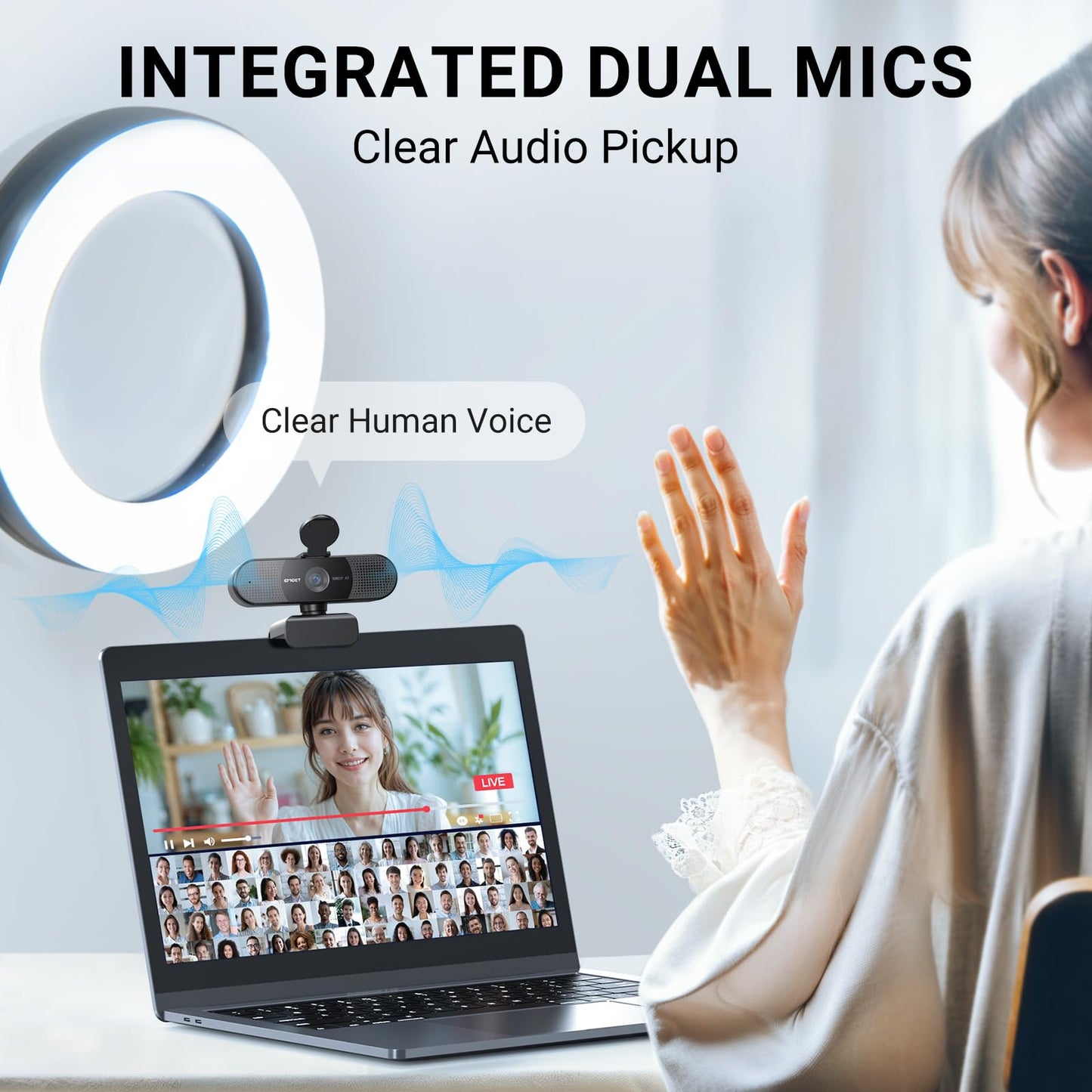 EMEET C960 AF 1080P Webcam for PC, Autofocus, 73° View Angle