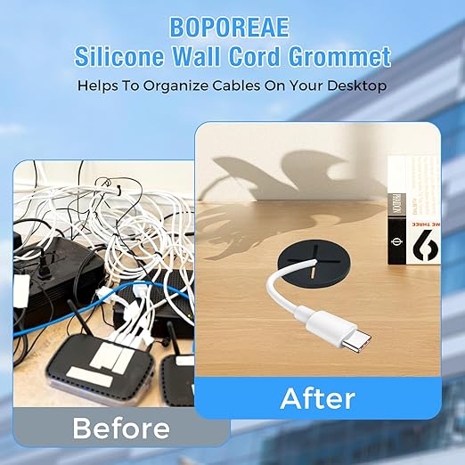 Desk Grommet, 3/4 in 20 mm Silicone Rubber Grommets, Black Desk Hole Cover for Cables, Flexible Wall Cord Pass Through Grommet for Office Table Computer Home Furniture Wire Organizer-15 Pcs
