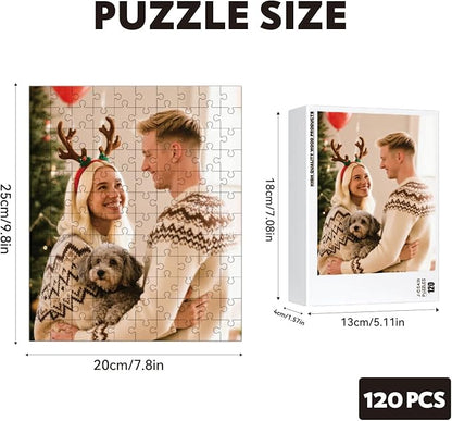 Custom Puzzle, Customize Puzzles from Photos with 120/200/300/500/1000 Pieces, Personalized Wooden Jigsaw Puzzle Gifts for Family, Adults, Christmas, Wedding, Pet