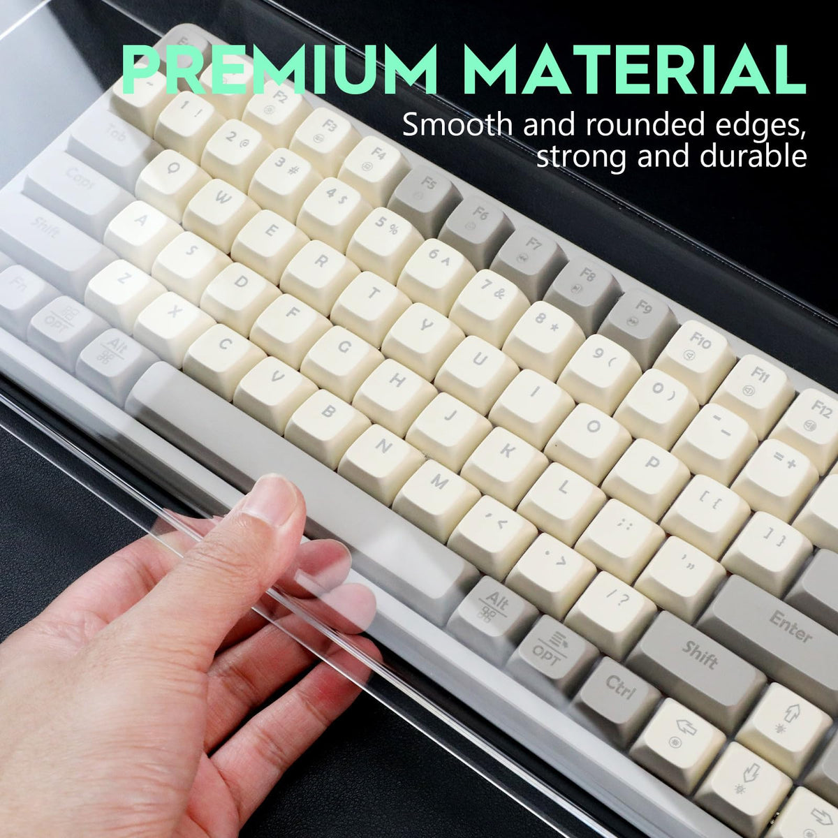 Tofficu Clear Acrylic Keyboard Cover for Desktop Full Size Keyboard 4X4.9 Inch Waterproof Protective Cover for 104 Keys