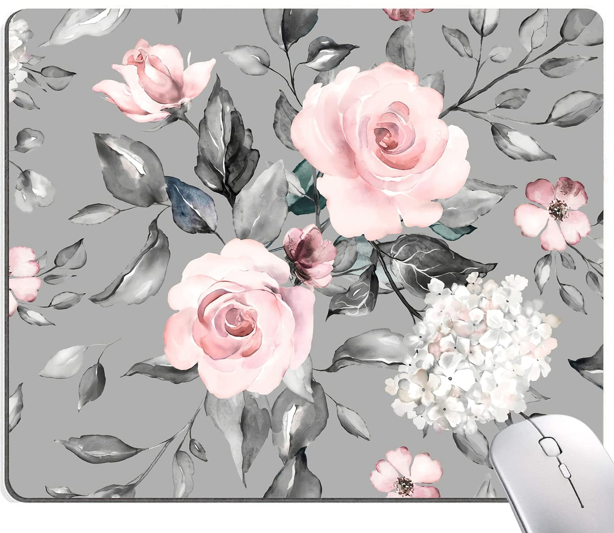 KUOSGM Mouse Pad, Premium-Textured Mouse Mat, Non-Slip Rubber Base Mousepad for Laptop, Computer & PC,9.5×7.9 in,Pink Green Flower