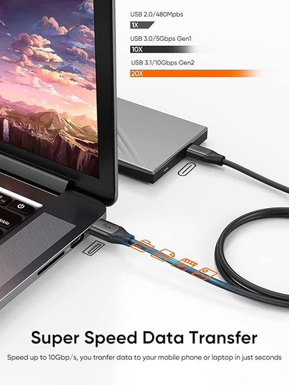 CableCreation 2-Pack USB C to USB A Cable 3.3FT, USB 3.2 Gen2 10Gbps A to C Data Cable, Android Auto Cord 3A for USB C External SSD MacBook Pro iPad, iPhone 16/15, Pixel, 1.0m Gray