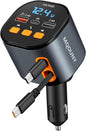 Retractable Car Charger,5 in 1 Fast Car Phone Charger 90W,Bluetooth 5.3 FM Transmitter Adapter,Handsfree Call,2 Retractable USB-C Cables and USB Cars Chargers for iPhone 16/15/14/13/12/11,Galaxy,Pixel