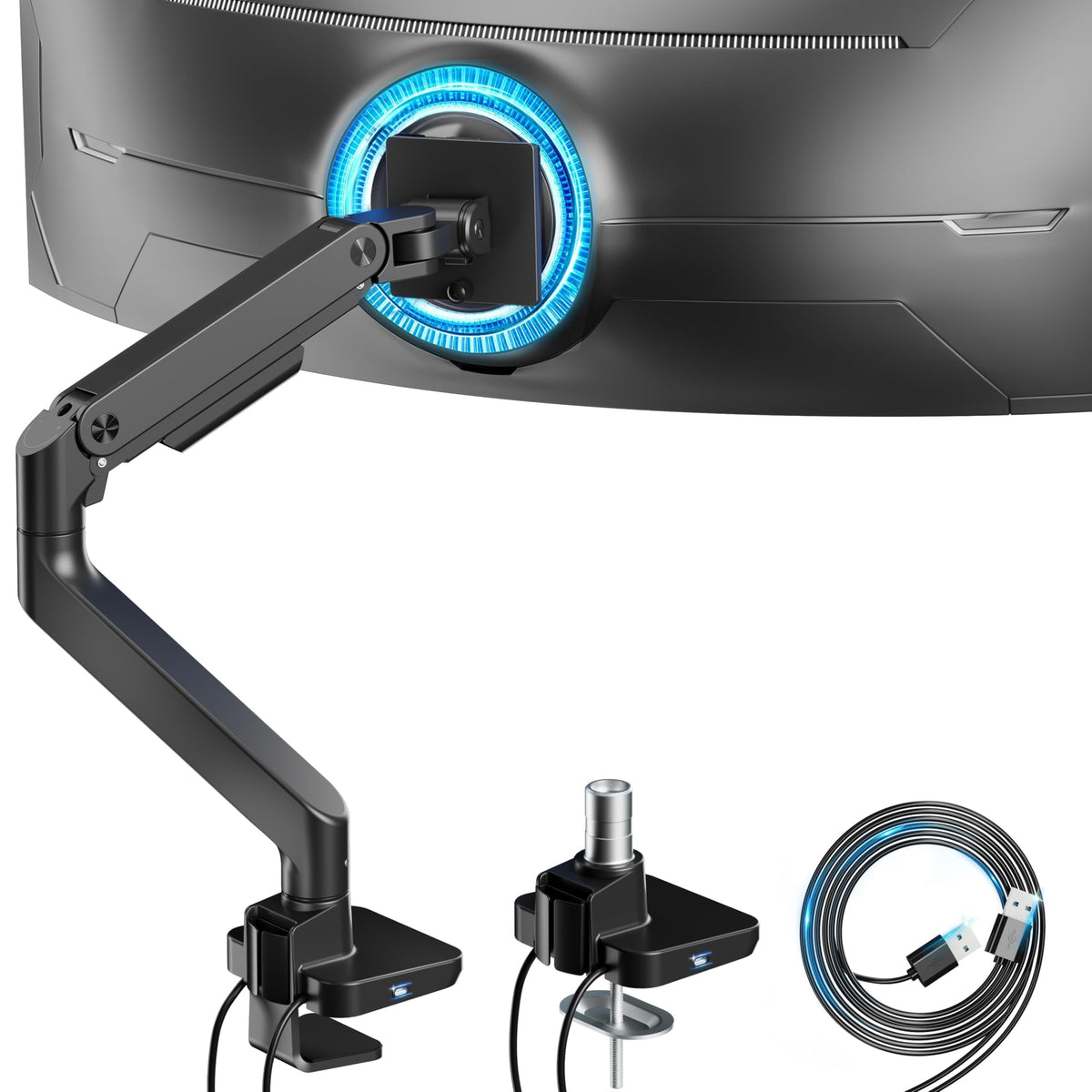 ARES WING Ultrawide Monitor Desk Arm for 17 to 49 Inch Screen, Holds 44 Lbs