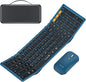 ProtoArc Foldable Keyboard and Mouse, XKM01 True Full-Size Folding Wireless Keyboard Mouse Combo for Business Travel, a Portable Office Suite On-The-Go, Compatible with Laptop iPad Tablet - Blue