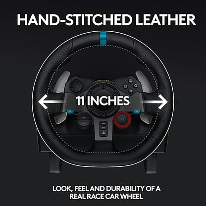 Logitech G29 Driving Force Racing Wheel and Floor Pedals, Real Force Feedback, Stainless Steel Paddle Shifters, Leather Steering Wheel Cover for PS5, PS4, PC, Mac - Black