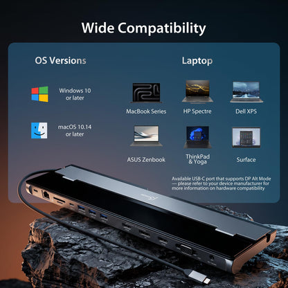 j5create USB-C Docking Station for up to 3 Displays with 100W PD Charger