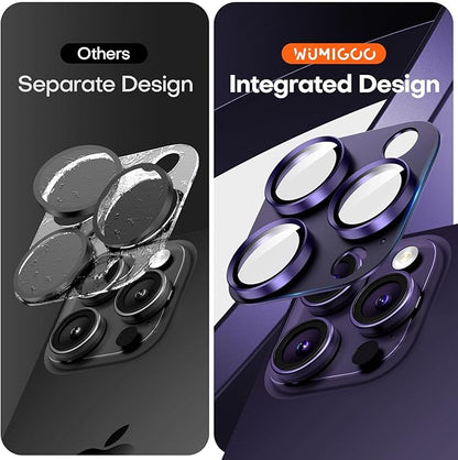Camera Lens Protector for iPhone 16 Pro Max/16 Pro/iPhone 15 Pro Max/15 Pro/iPhone 14 Pro Max/14 Pro, Aluminum Alloy Sapphire Glass Camera Screen Cover, Case Friendly- Deep Purple