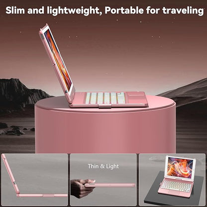 Keyboard Case for iPad 10.2 - iPad Keyboard 9th Generation & 8th & 7th Gen - Touch Keyboard - 360° Rotatable Protective Cover with Apple Pencil Holder - Backlight Wireless Keyboard - iPad 9 Keyboard