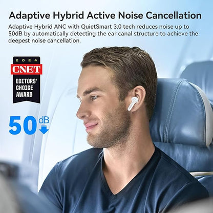 EarFun Air Pro 4 Adaptive Hybrid Noise Canceling Wireless Earbuds, Qualcomm Snapdragon Sound, aptX Lossless, 6 Mics AI CVC 8.0 Call, LDAC Hi-Res Audio, 52H Playtime, Bluetooth 5.4 (Glossy White)